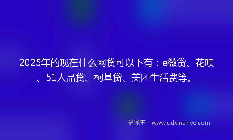 2025年的现在什么网贷可以下有：e微贷、花呗、51人品贷、柯基贷、美团生活费等。