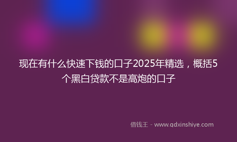 现在有什么快速下钱的口子2025年精选，概括5个黑白贷款不是高炮的口子