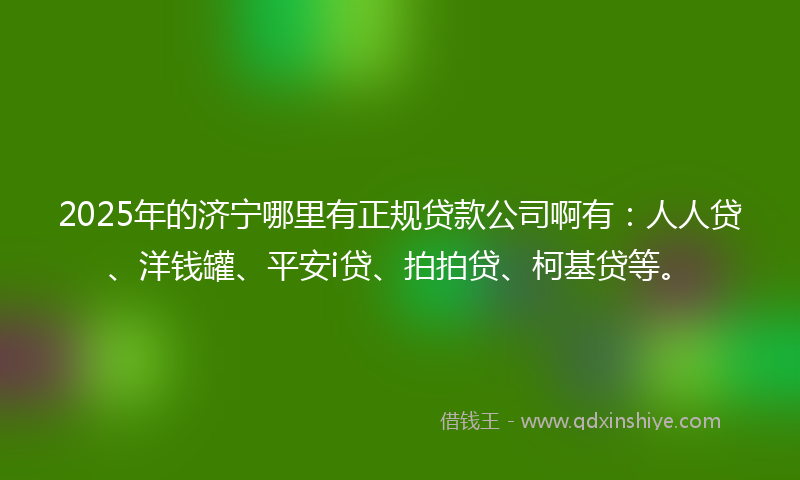 2025年的济宁哪里有正规贷款公司啊有：人人贷、洋钱罐、平安i贷、拍拍贷、柯基贷等。
