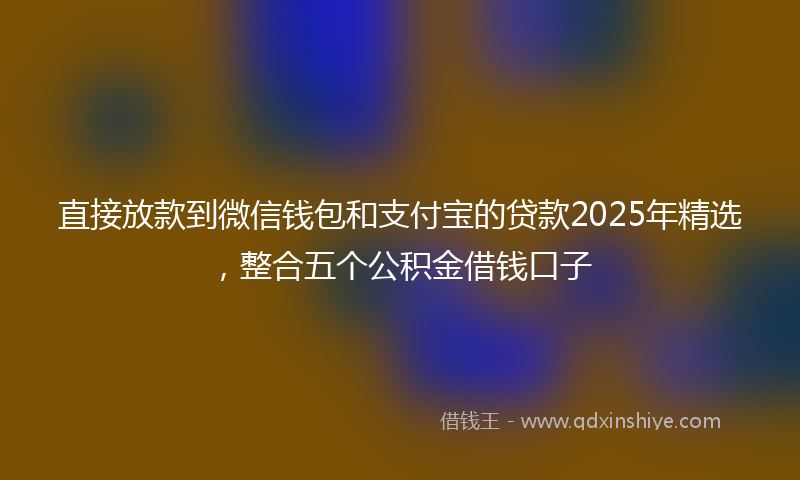 直接放款到微信钱包和支付宝的贷款2025年精选，整合五个公积金借钱口子