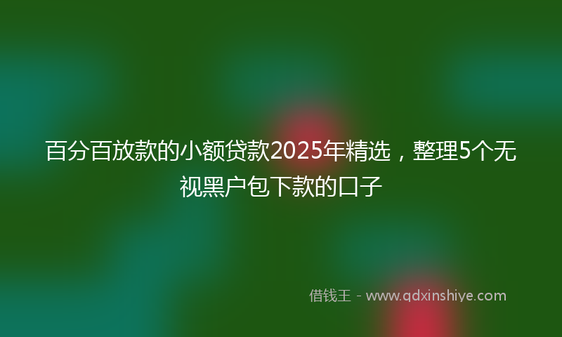 百分百放款的小额贷款2025年精选，整理5个无视黑户包下款的口子