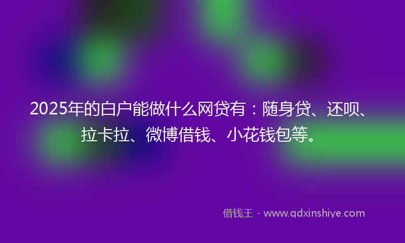 2025年的白户能做什么网贷有：随身贷、还呗、拉卡拉、微博借钱、小花钱包等。