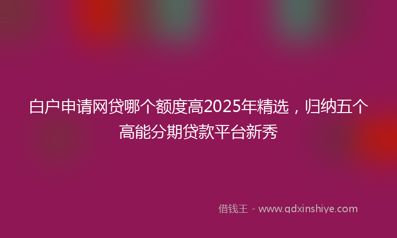 白户申请网贷哪个额度高2025年精选，归纳五个高能分期贷款平台新秀