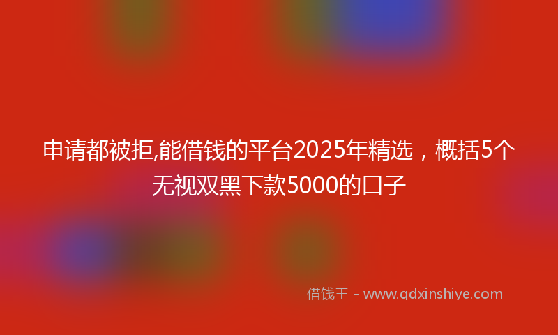 申请都被拒,能借钱的平台2025年精选，概括5个无视双黑下款5000的口子