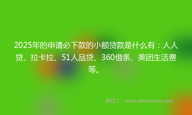 2025年的申请必下款的小额贷款是什么有：人人贷、拉卡拉、51人品贷、360借条、美团生活费等。