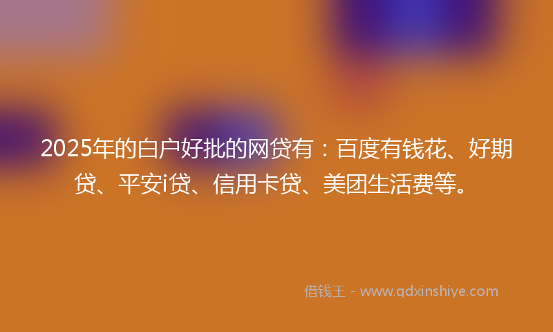 2025年的白户好批的网贷有：百度有钱花、好期贷、平安i贷、信用卡贷、美团生活费等。