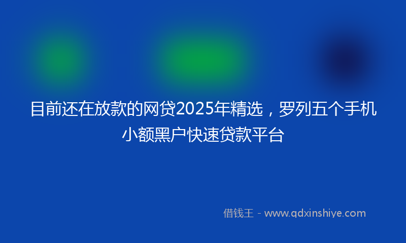 目前还在放款的网贷2025年精选，罗列五个手机小额黑户快速贷款平台