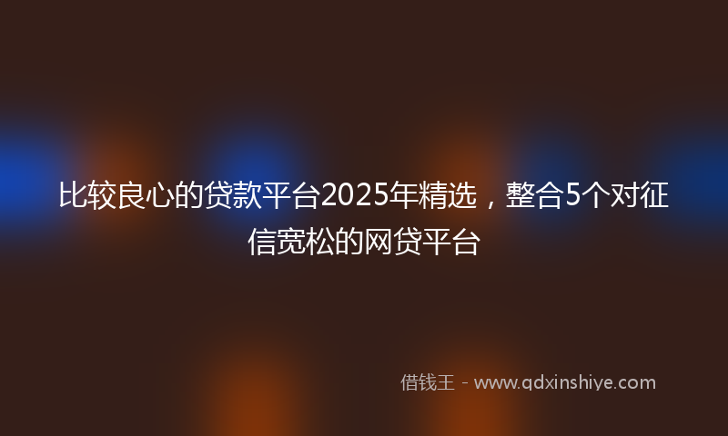 比较良心的贷款平台2025年精选，整合5个对征信宽松的网贷平台