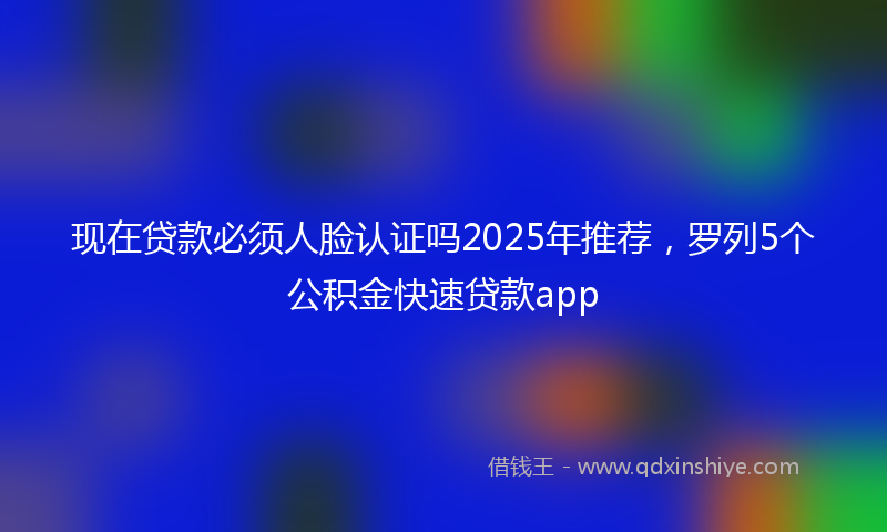 现在贷款必须人脸认证吗2025年推荐，罗列5个公积金快速贷款app