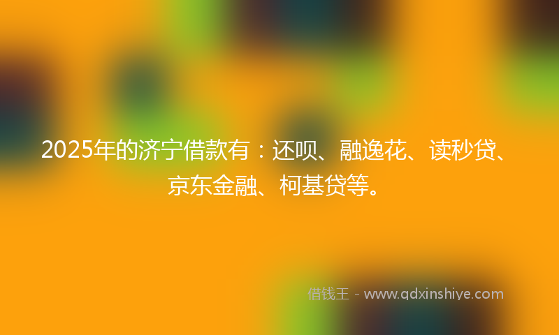 2025年的济宁借款有：还呗、融逸花、读秒贷、京东金融、柯基贷等。