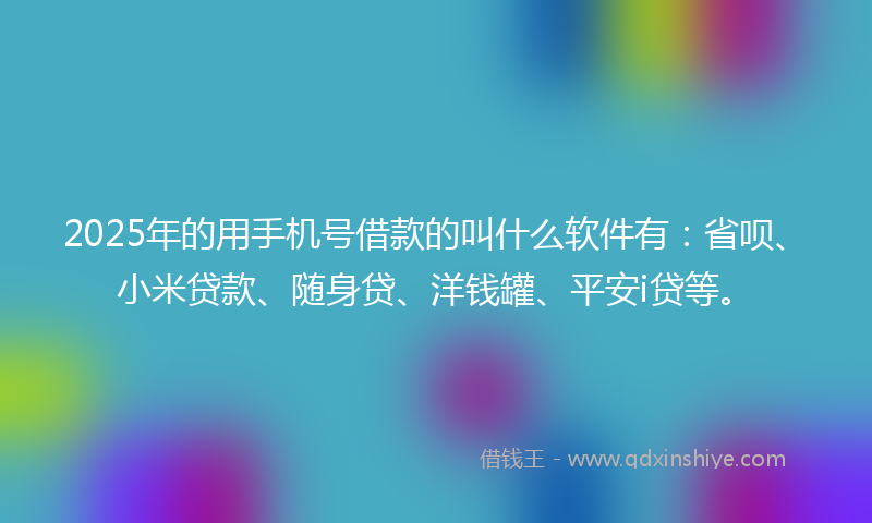 2025年的用手机号借款的叫什么软件有：省呗、小米贷款、随身贷、洋钱罐、平安i贷等。