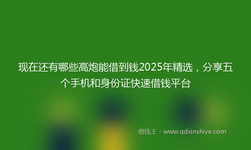 现在还有哪些高炮能借到钱2025年精选，分享五个手机和身份证快速借钱平台