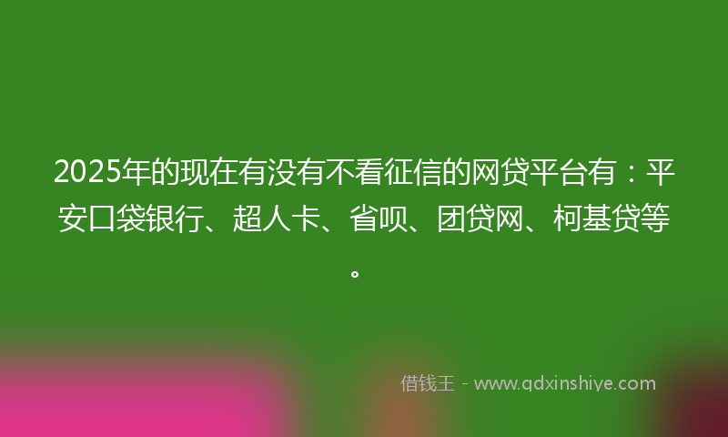 2025年的现在有没有不看征信的网贷平台有：平安口袋银行、超人卡、省呗、团贷网、柯基贷等。