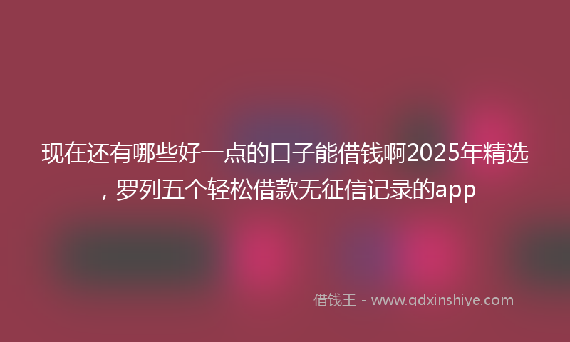 现在还有哪些好一点的口子能借钱啊2025年精选，罗列五个轻松借款无征信记录的app