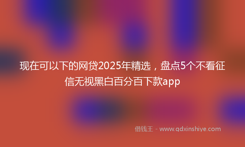 现在可以下的网贷2025年精选，盘点5个不看征信无视黑白百分百下款app