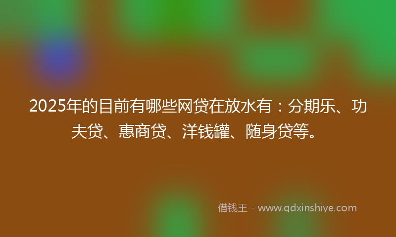 2025年的目前有哪些网贷在放水有：分期乐、功夫贷、惠商贷、洋钱罐、随身贷等。
