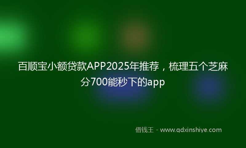 百顺宝小额贷款APP2025年推荐，梳理五个芝麻分700能秒下的app