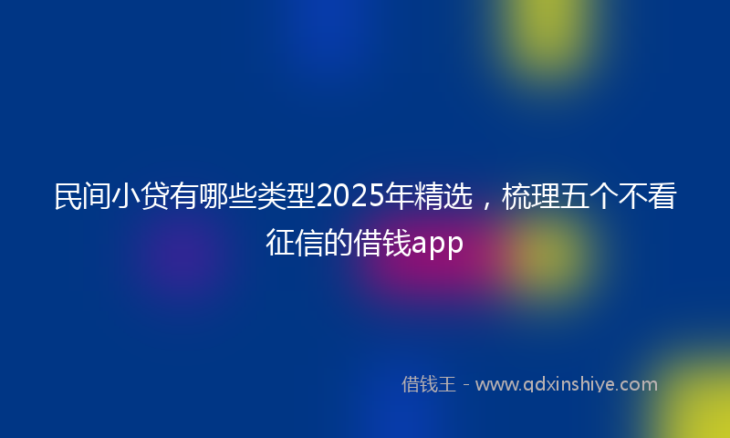 民间小贷有哪些类型2025年精选，梳理五个不看征信的借钱app