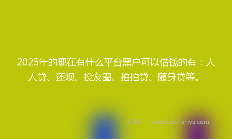 2025年的现在有什么平台黑户可以借钱的有：人人贷、还呗、投友圈、拍拍贷、随身贷等。