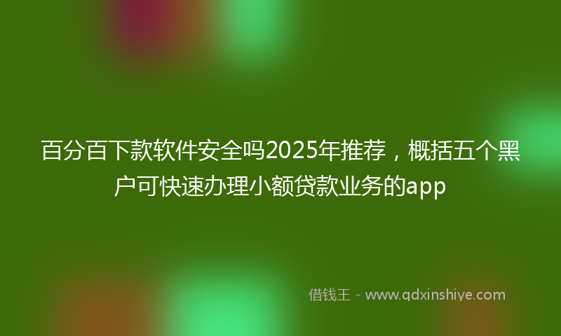 百分百下款软件安全吗2025年推荐，概括五个黑户可快速办理小额贷款业务的app