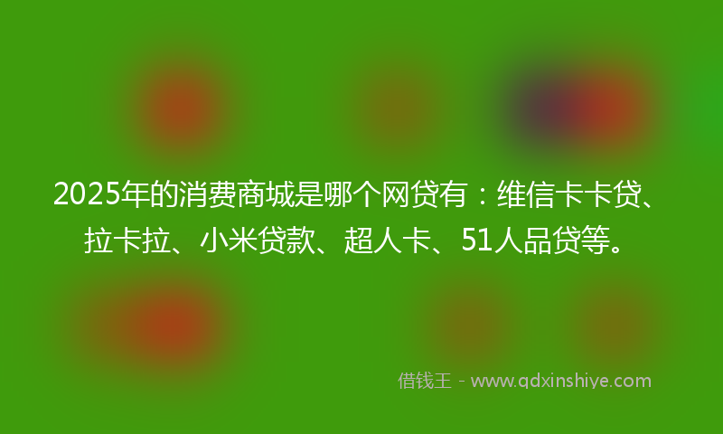 2025年的消费商城是哪个网贷有：维信卡卡贷、拉卡拉、小米贷款、超人卡、51人品贷等。