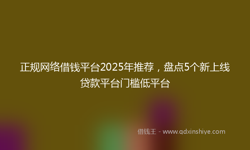正规网络借钱平台2025年推荐，盘点5个新上线贷款平台门槛低平台