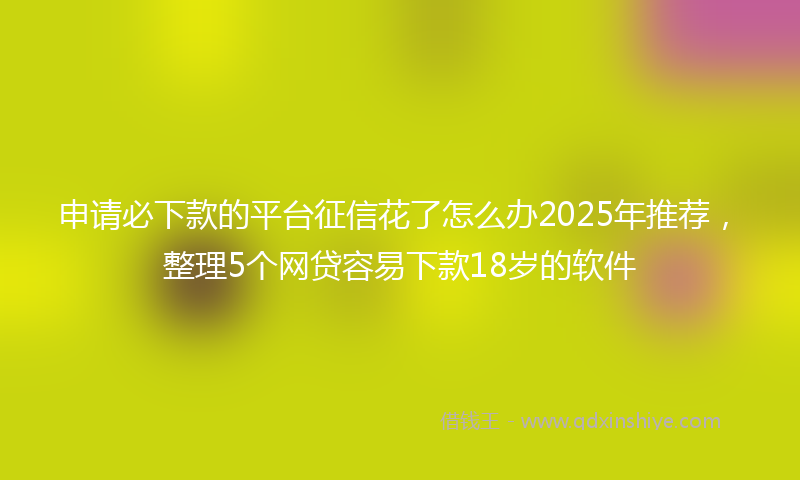 申请必下款的平台征信花了怎么办2025年推荐，整理5个网贷容易下款18岁的软件