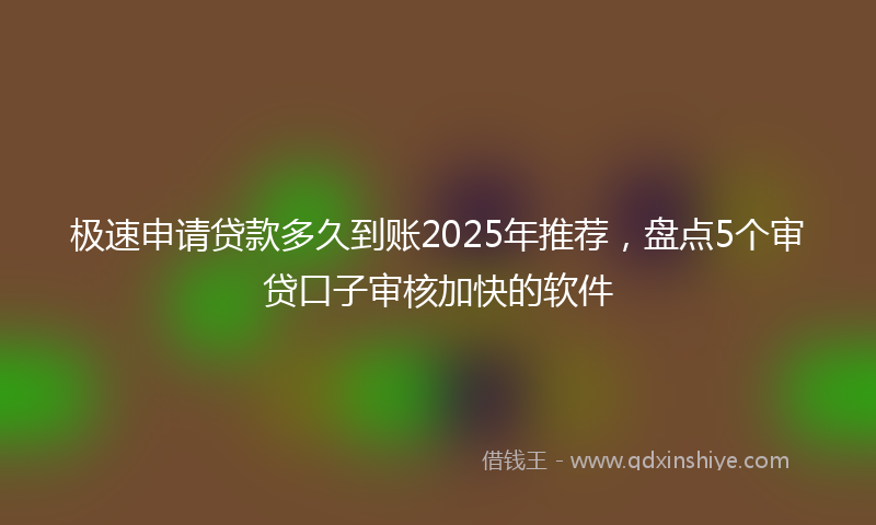 极速申请贷款多久到账2025年推荐，盘点5个审贷口子审核加快的软件