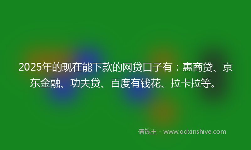 2025年的现在能下款的网贷口子有：惠商贷、京东金融、功夫贷、百度有钱花、拉卡拉等。