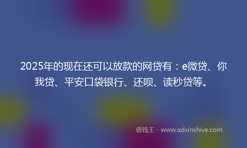 2025年的现在还可以放款的网贷有：e微贷、你我贷、平安口袋银行、还呗、读秒贷等。