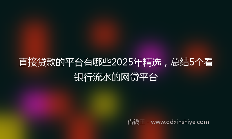 直接贷款的平台有哪些2025年精选，总结5个看银行流水的网贷平台