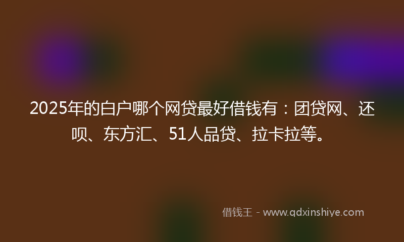 2025年的白户哪个网贷最好借钱有：团贷网、还呗、东方汇、51人品贷、拉卡拉等。