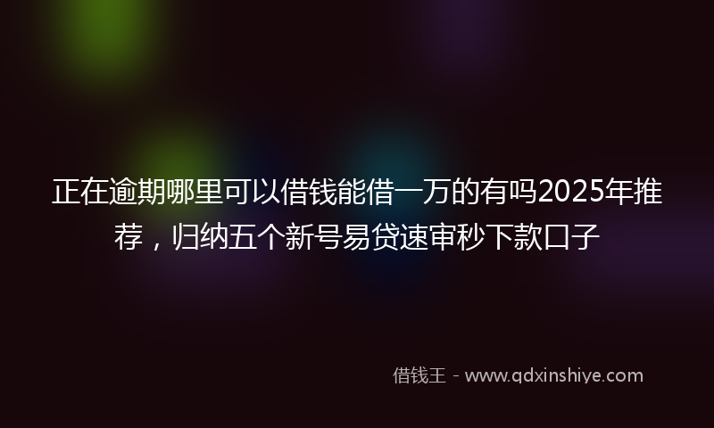 正在逾期哪里可以借钱能借一万的有吗2025年推荐，归纳五个新号易贷速审秒下款口子