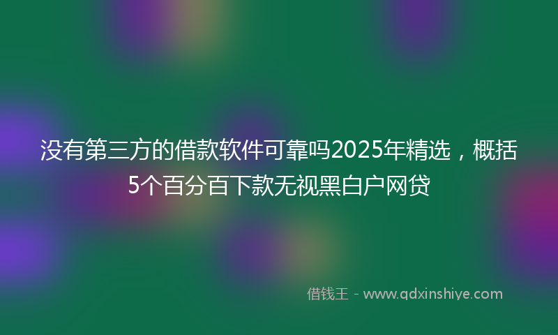 没有第三方的借款软件可靠吗2025年精选，概括5个百分百下款无视黑白户网贷