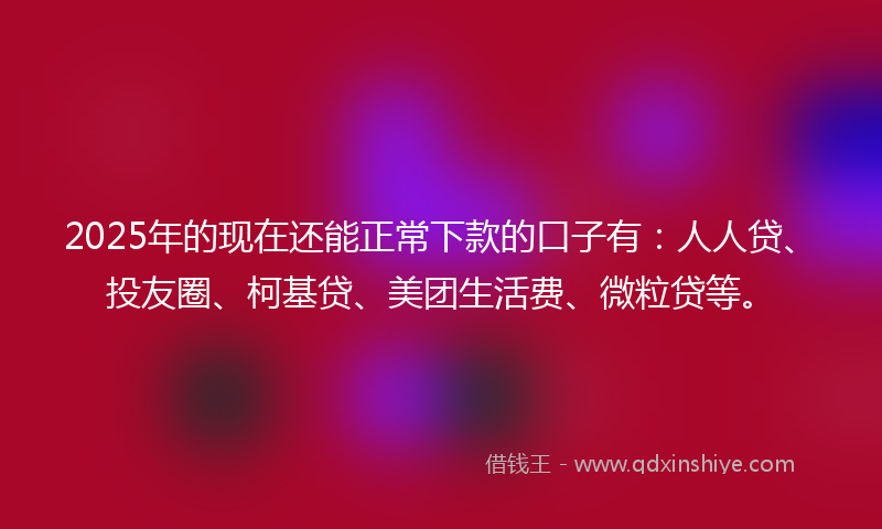2025年的现在还能正常下款的口子有：人人贷、投友圈、柯基贷、美团生活费、微粒贷等。