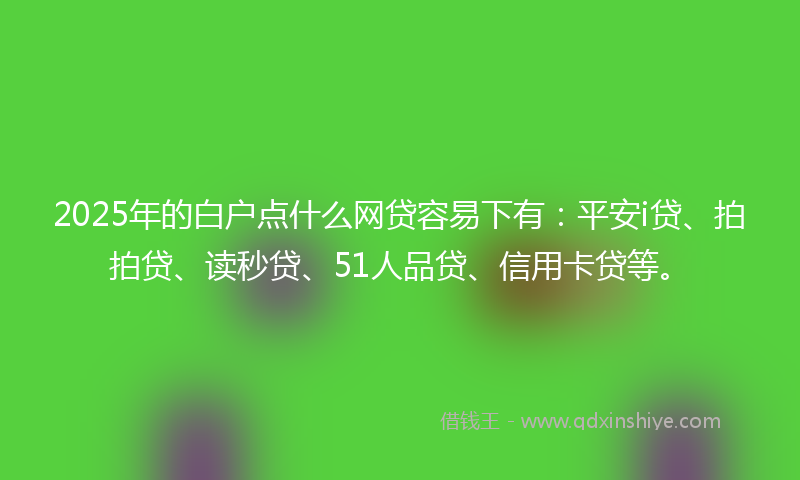 2025年的白户点什么网贷容易下有：平安i贷、拍拍贷、读秒贷、51人品贷、信用卡贷等。
