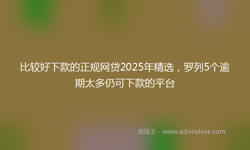 比较好下款的正规网贷2025年精选，罗列5个逾期太多仍可下款的平台
