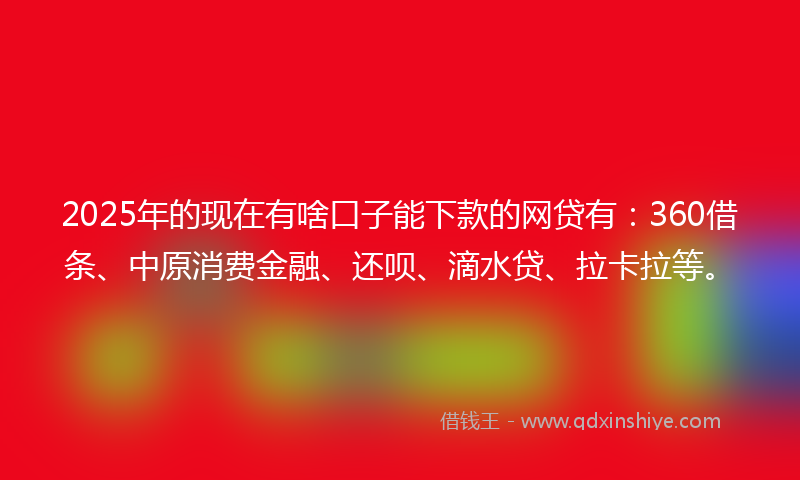 2025年的现在有啥口子能下款的网贷有：360借条、中原消费金融、还呗、滴水贷、拉卡拉等。