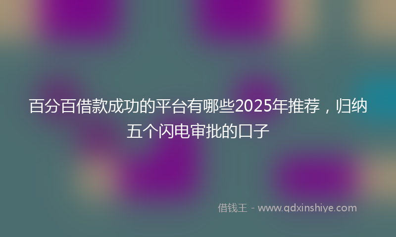 百分百借款成功的平台有哪些2025年推荐，归纳五个闪电审批的口子