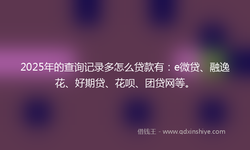 2025年的查询记录多怎么贷款有：e微贷、融逸花、好期贷、花呗、团贷网等。