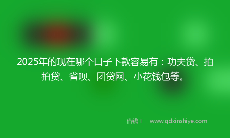 2025年的现在哪个口子下款容易有：功夫贷、拍拍贷、省呗、团贷网、小花钱包等。