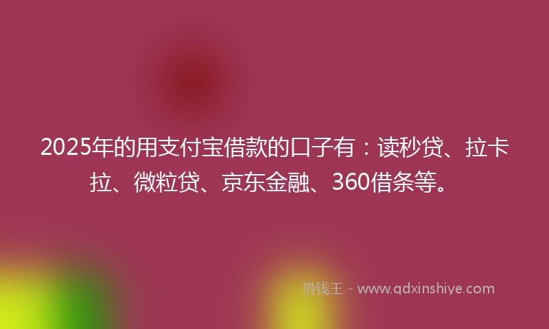 2025年的用支付宝借款的口子有：读秒贷、拉卡拉、微粒贷、京东金融、360借条等。