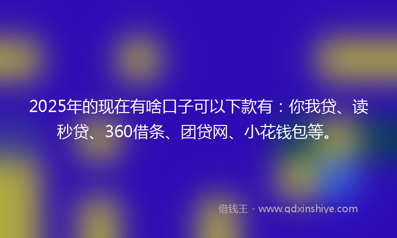 2025年的现在有啥口子可以下款有：你我贷、读秒贷、360借条、团贷网、小花钱包等。