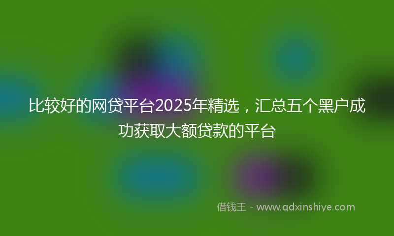 比较好的网贷平台2025年精选，汇总五个黑户成功获取大额贷款的平台