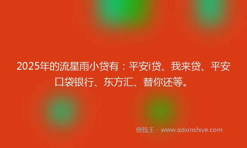 2025年的流星雨小贷有：平安i贷、我来贷、平安口袋银行、东方汇、替你还等。