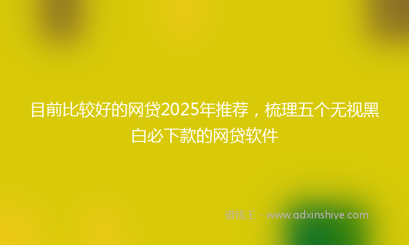 目前比较好的网贷2025年推荐，梳理五个无视黑白必下款的网贷软件