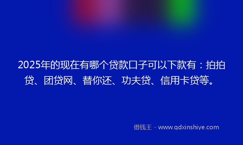 2025年的现在有哪个贷款口子可以下款有：拍拍贷、团贷网、替你还、功夫贷、信用卡贷等。