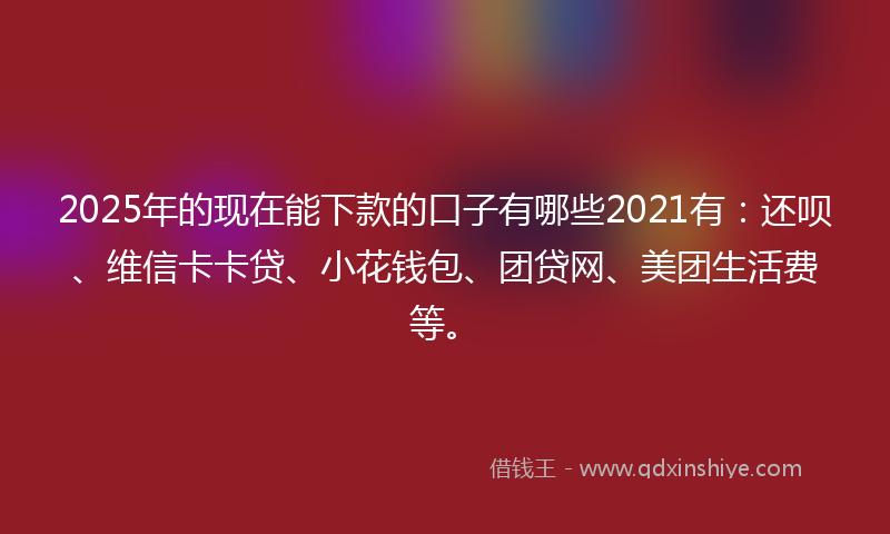 2025年的现在能下款的口子有哪些2021有：还呗、维信卡卡贷、小花钱包、团贷网、美团生活费等。