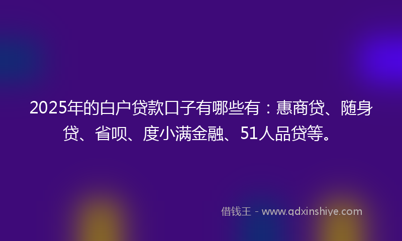2025年的白户贷款口子有哪些有：惠商贷、随身贷、省呗、度小满金融、51人品贷等。