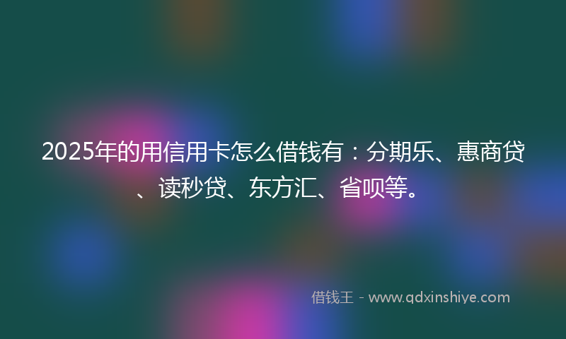 2025年的用信用卡怎么借钱有：分期乐、惠商贷、读秒贷、东方汇、省呗等。